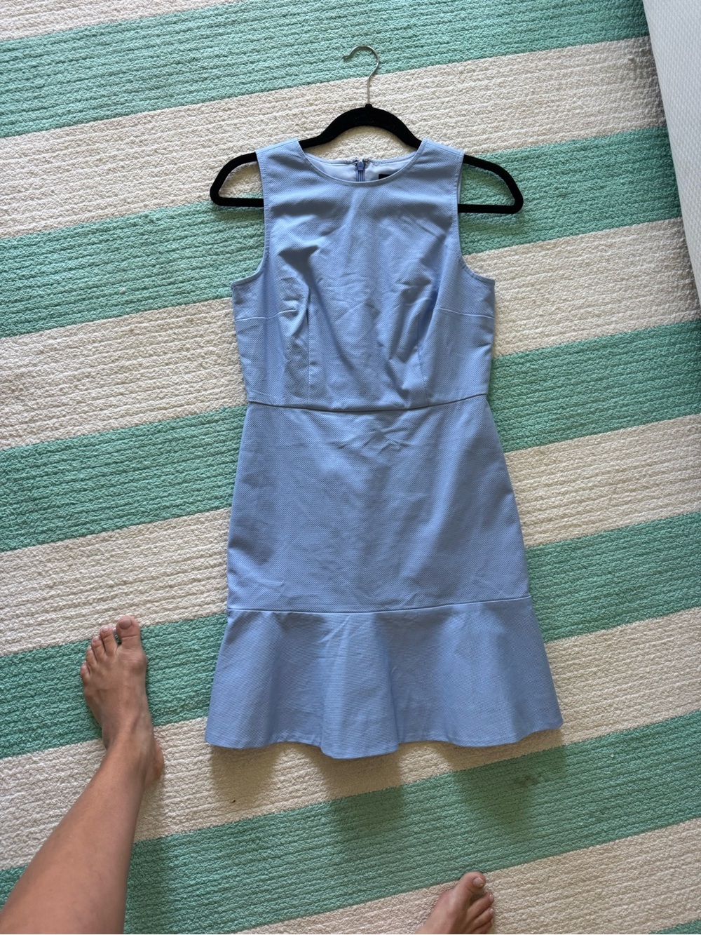 J. Crew Sleeveless Light Blue Flounce-Hem Dress